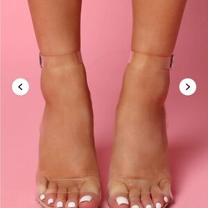 Fashion Nova Clear Ankle Strap Heels